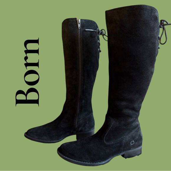 Born-Cotto Tall Suede BootsWomen's Black Knee-High side-zip.Size 7.5 EUC!